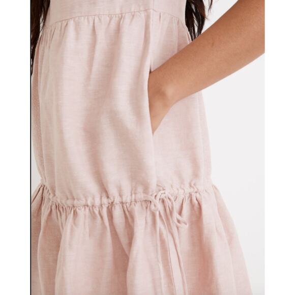 Madewell Linen Blend Lorelai Mini Dress Dusty Blush Pink Size L - Picture 4 of 12